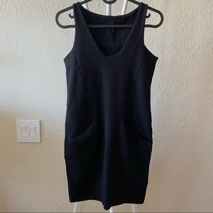 Zara Black V Neck Sleeveless Bodycon Mini Dress Small